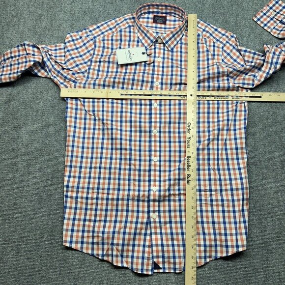 UNTUCKit Highland Shirt Mens LT Blue Orange Check Long Sleeve Button Up New - Picture 4 of 9